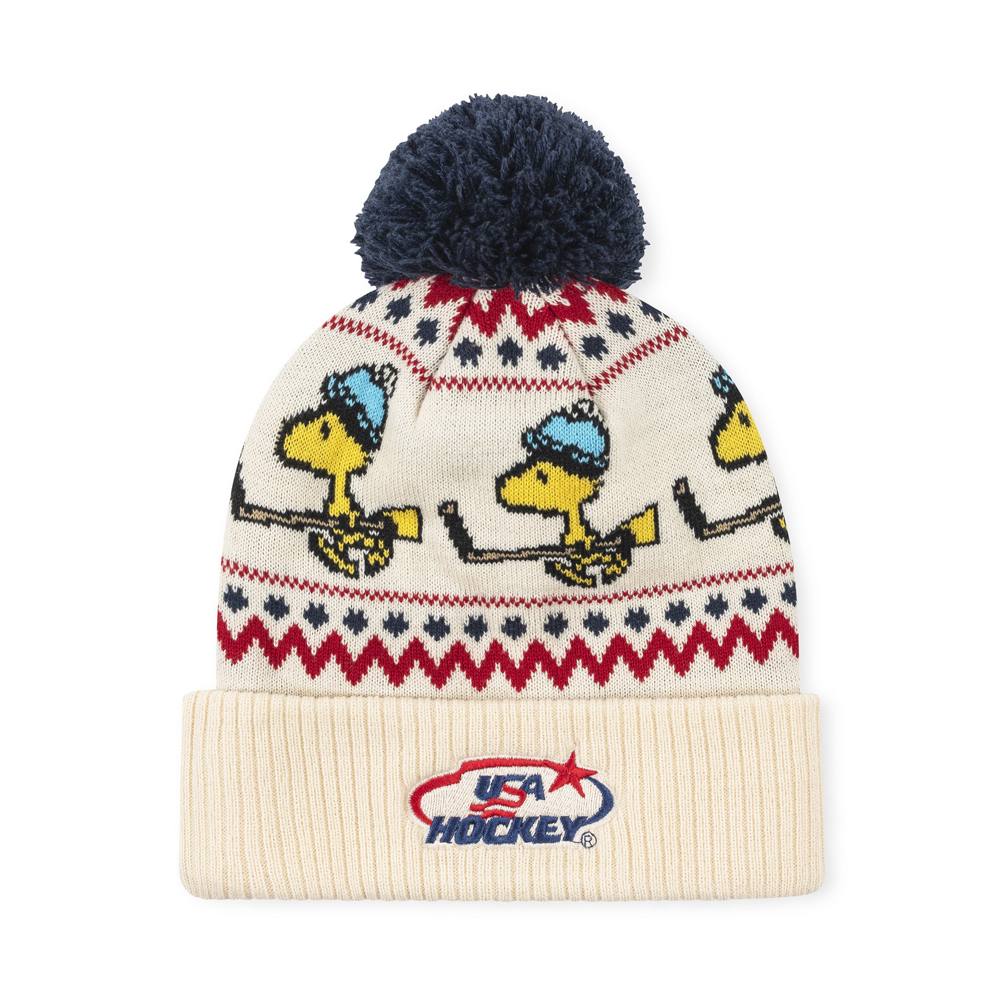 Peanuts x USA Hockey Woodstock Knit Pom Hat – Streaker Sports display picture 2