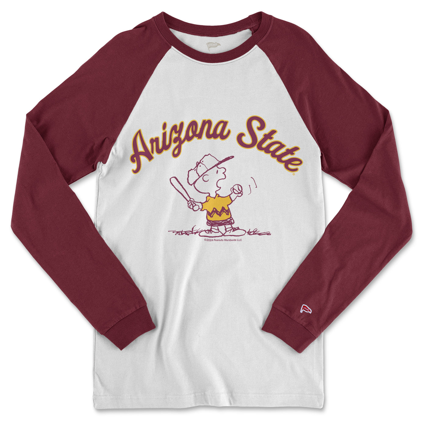 Peanuts x Arizona State Charlie Brown Long Sleeve Baseball Shirt - Streaker Sports
