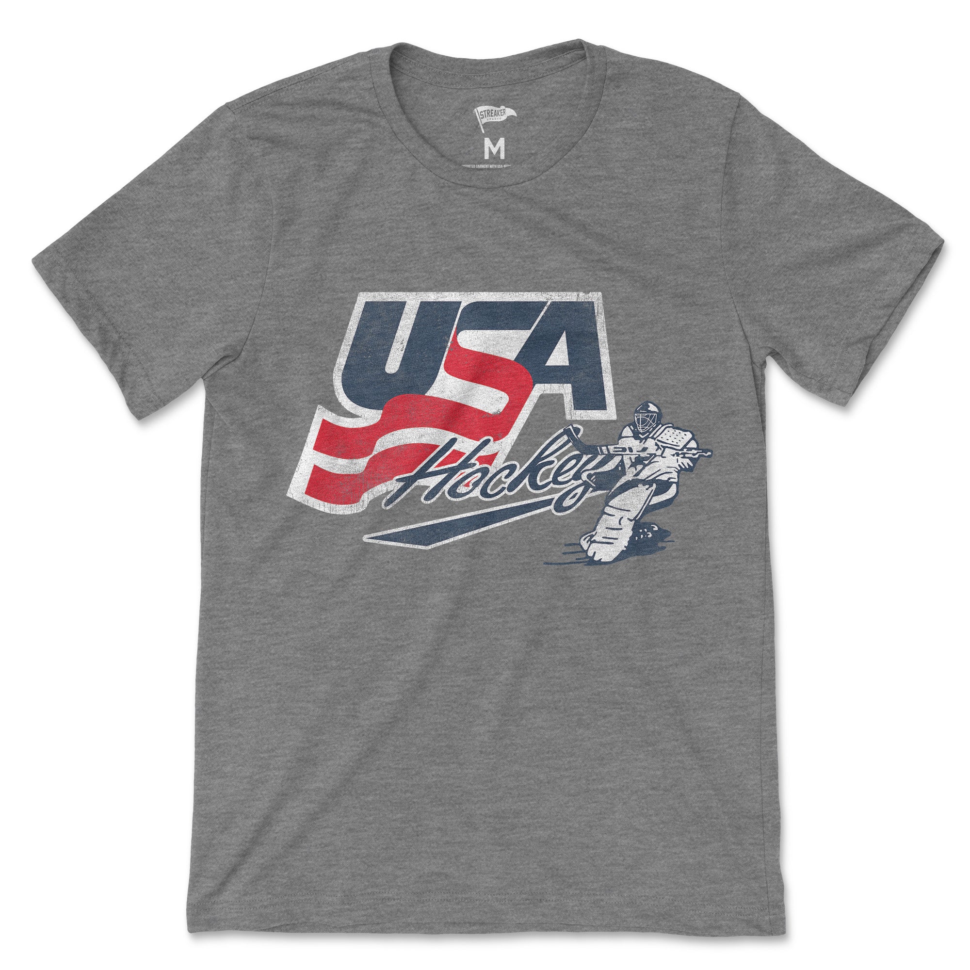USA Hockey Goalie Tee Nostalgic 90s Waving S Logo Premium