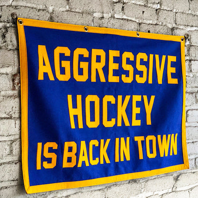 Streaker Sports x Oxford Pennant Aggressive Hockey Is Back In Town Stadium Banner - Streaker Sports