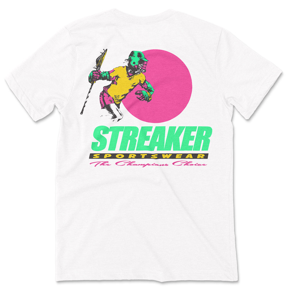Streaker Champions Choice Retro Lacrosse Logo Tee Iconic Sports