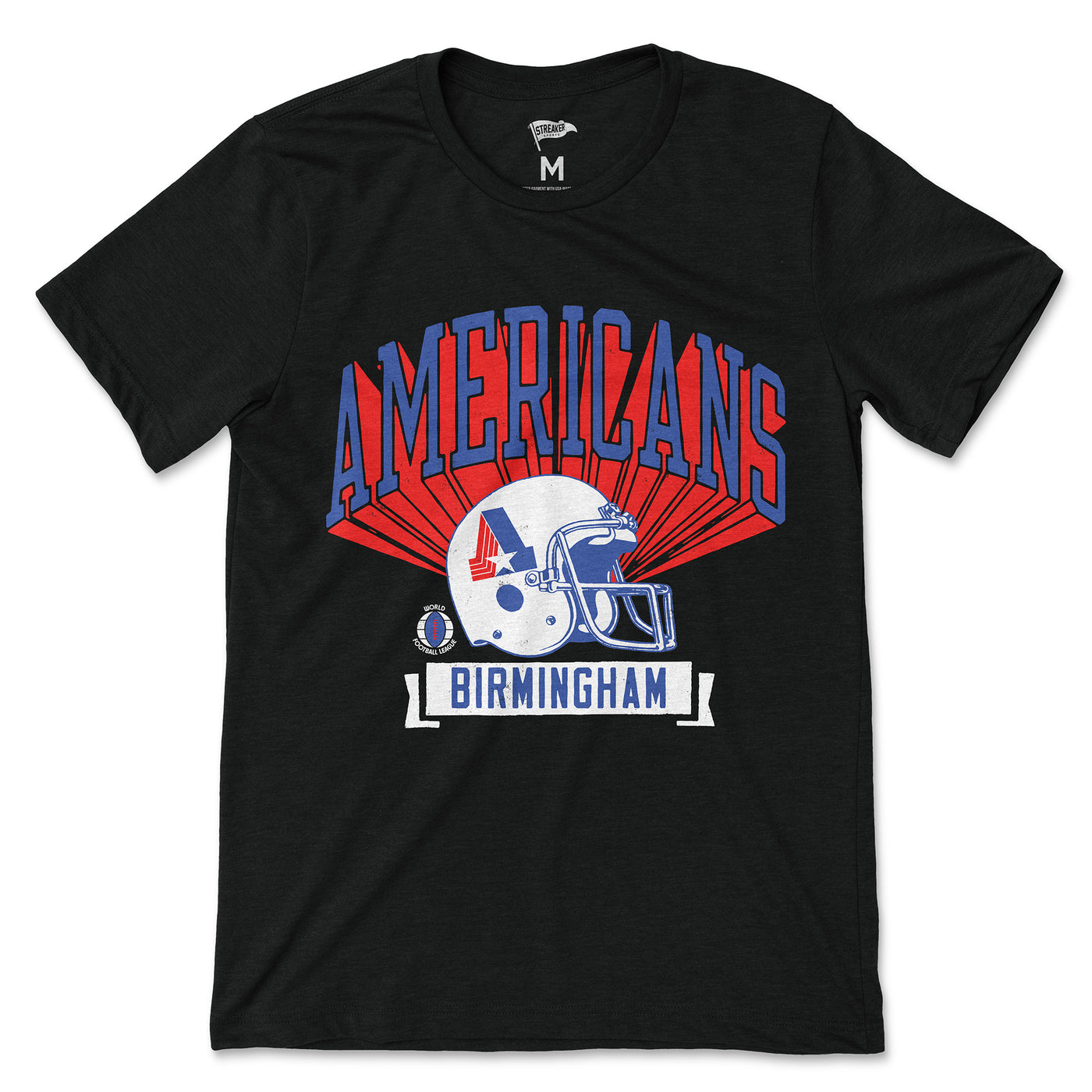 1974 Birmingham Americans Retro Helmet Tee - Streaker Sports