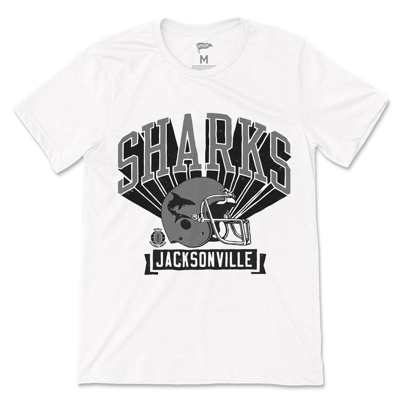 1974 Jacksonville Sharks Retro Helmet Tee - Streaker Sports