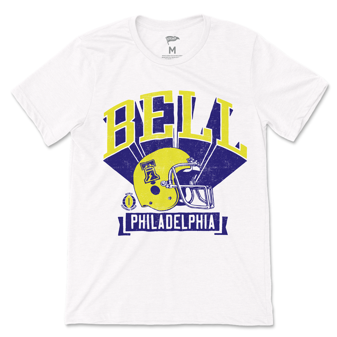 1974 football helmet 1974 Philadelphia Bell Retro Helmet Tee – Streaker Sports