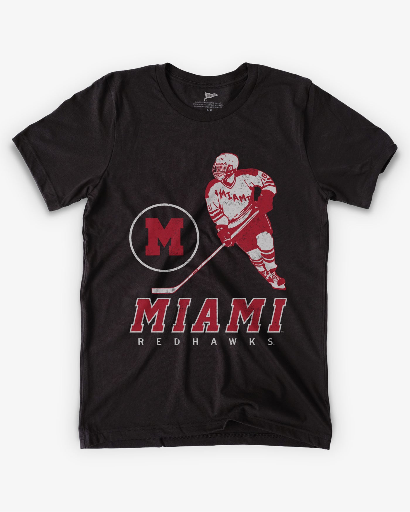 MIAMI REDHAWKS MIAMI OF OHIO ナイロンピステ Miami RedHawks Vintage Hockey Tee | College Vault Exclusive