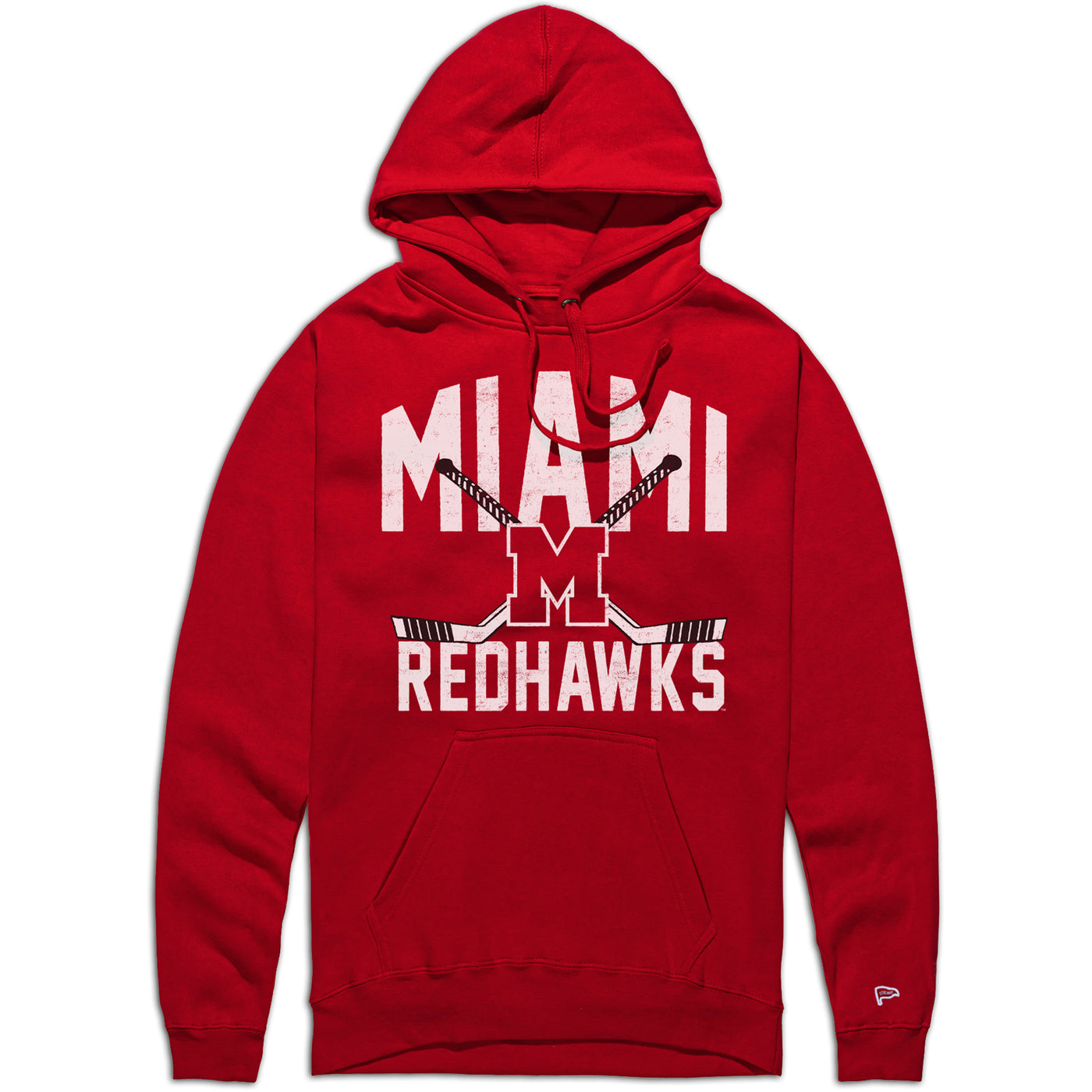 Miami University Vintage Crossed Sticks Hockey Hoodie - Streaker Sports