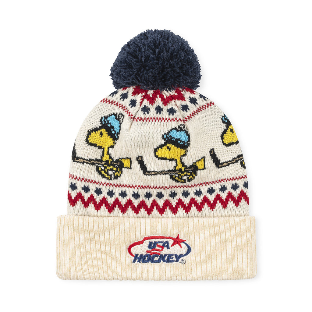 Peanuts x USA Hockey Woodstock Knit Pom Hat – Streaker Sports display picture 1