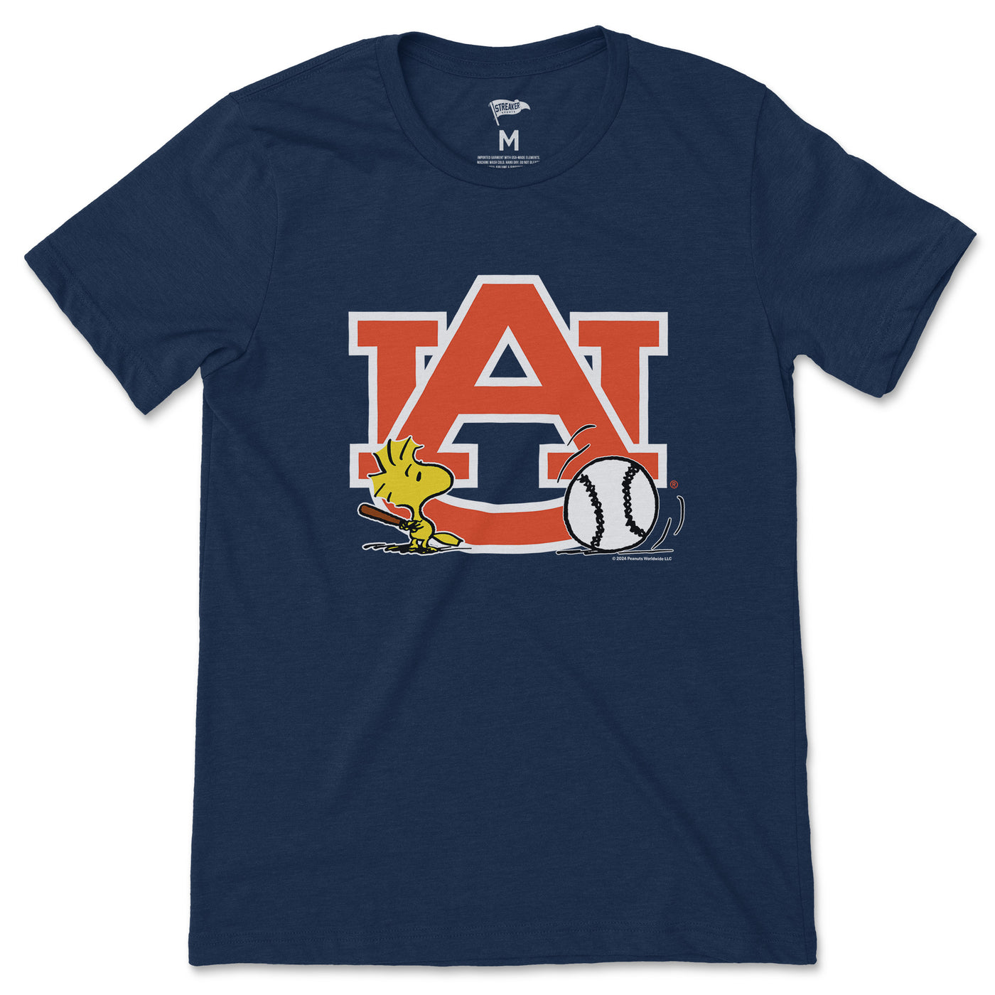 Peanuts x Auburn Woodstock Baseball Tee - Streaker Sports