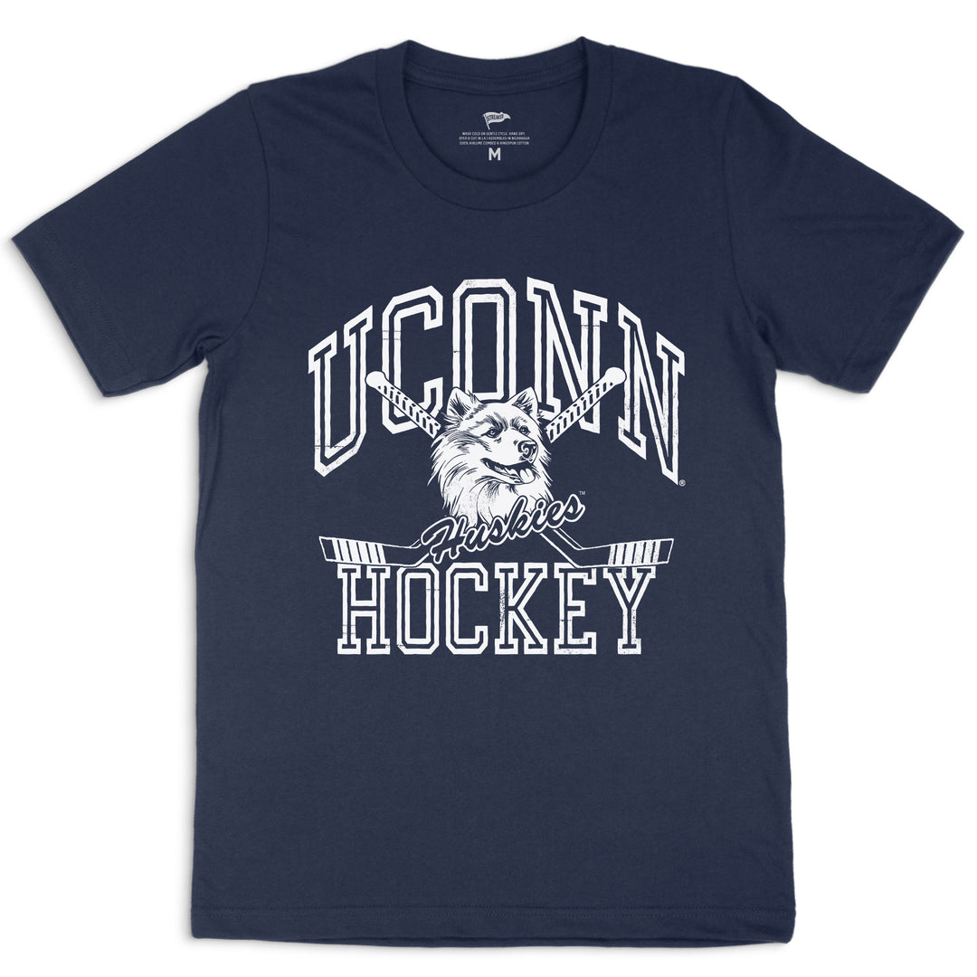 T-Shirt Vintage Hockey Sur Glace Retro – Joueur Bleu Coucher De Soleil, Eat Sleep Hockey Repeat
