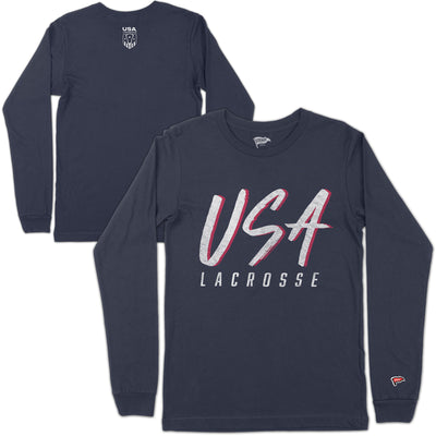 USA Lacrosse Retro Script Long Sleeve - Streaker Sports