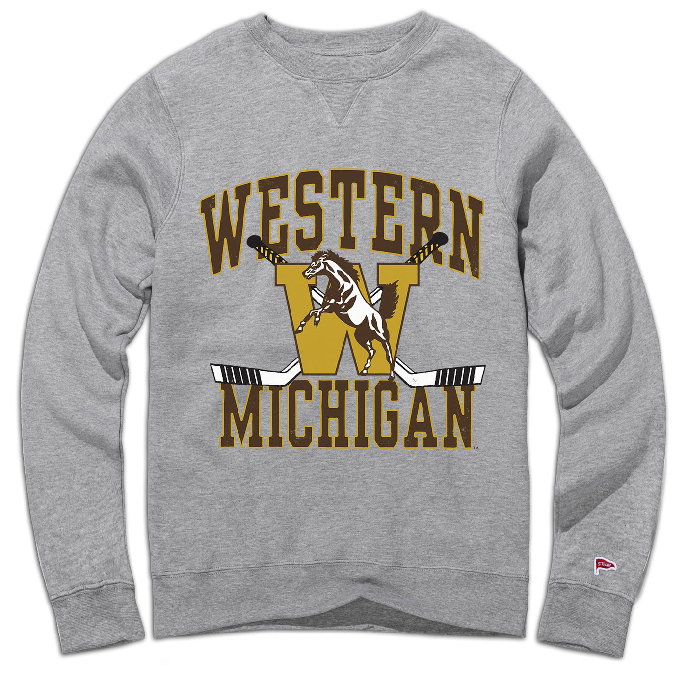 Western Michigan Vintage Hockey Crewneck Sweatshirt - Streaker Sports