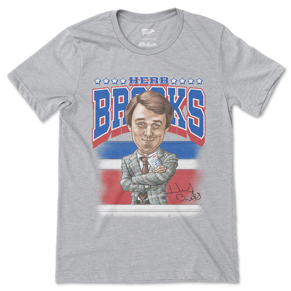 1980 Herb Brooks Miracle On Ice™ Caricature Tee | Vintage Sports