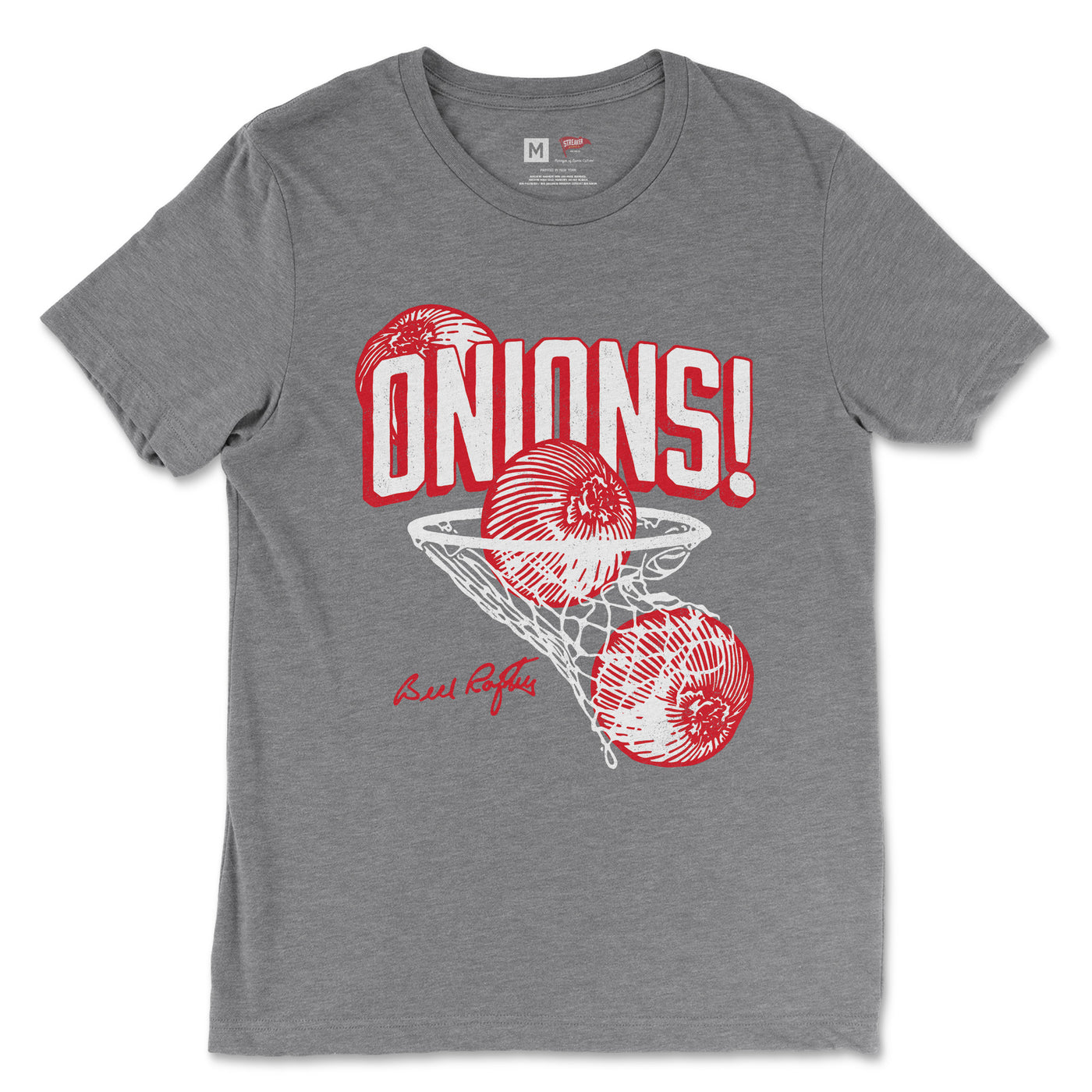 Bill Raftery Onions! Hoop Tee Red & White - Streaker Sports