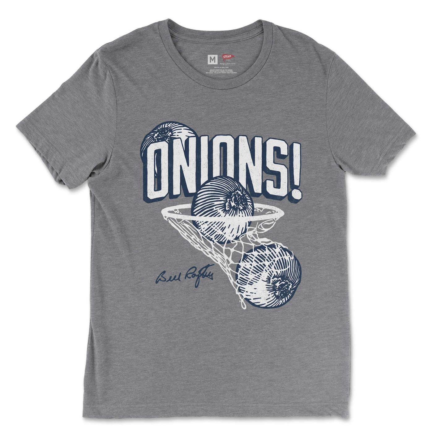 Bill Raftery Onions! Hoop Tee White & Navy - Streaker Sports