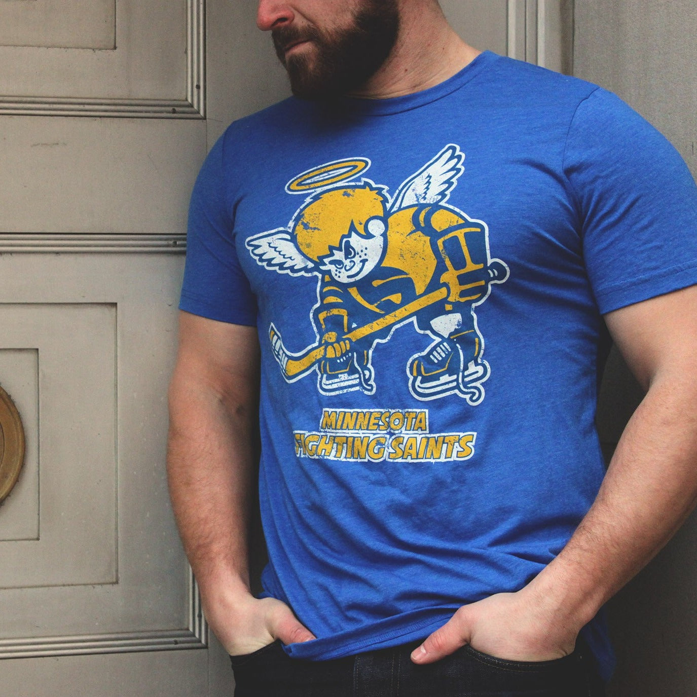 Buy Now! Minnesota Fighting Saints (WHA) 3/4 Sleeve Raglan Hockey Shirt -  Free Shipping in the USA!