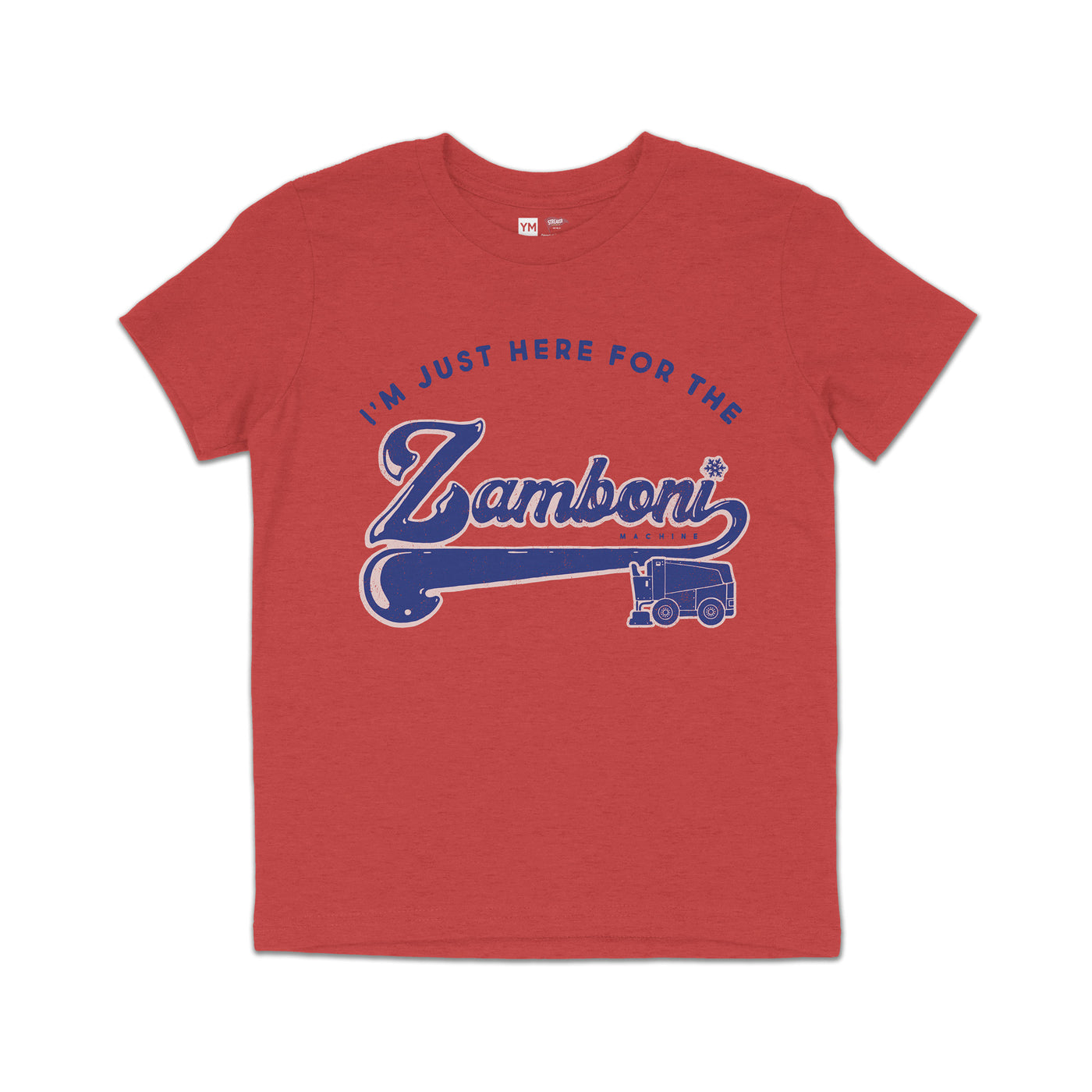 I'm Just Here for the Zamboni Youth Tee Red - Streaker Sports
