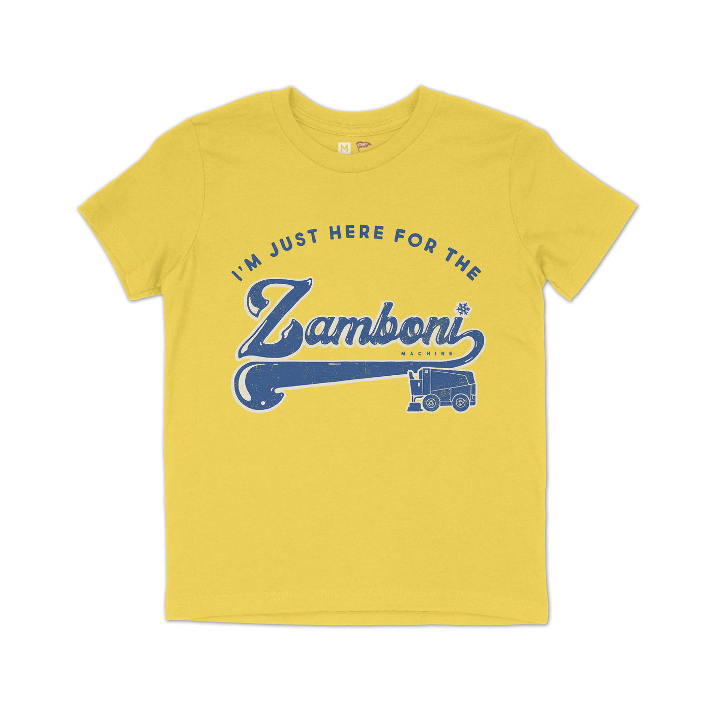 I'm Just Here for the Zamboni Youth Tee Yellow - Streaker Sports