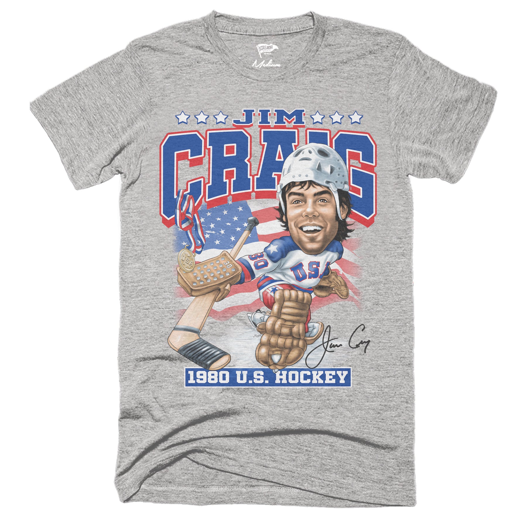 Official 1980 jim craig miracle on ice™ caricature t-shirt, hoodie,  sweater, long sleeve and tank top