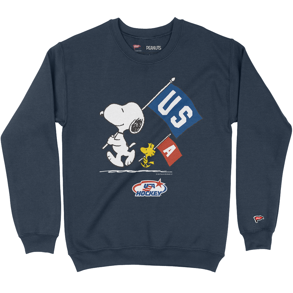 Streaker Sports x Peanuts USA Hockey Flags Crewneck Sweatshirt - Streaker Sports